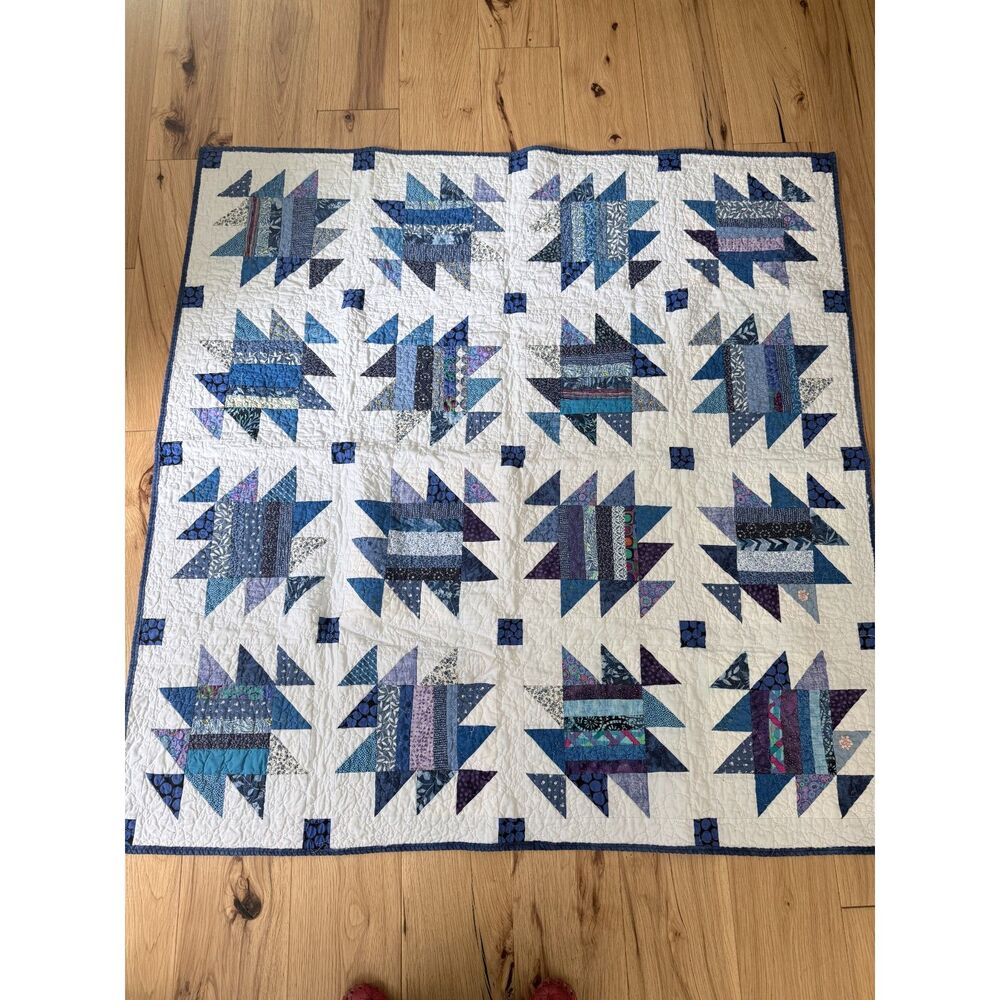 Handmade Blue Patchwork Quilt 53x53